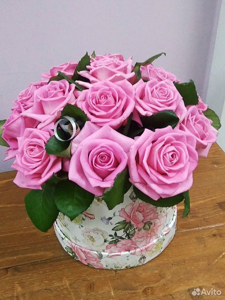 Розы в шляпной коробке купить на Зозу.ру - фотография № 3