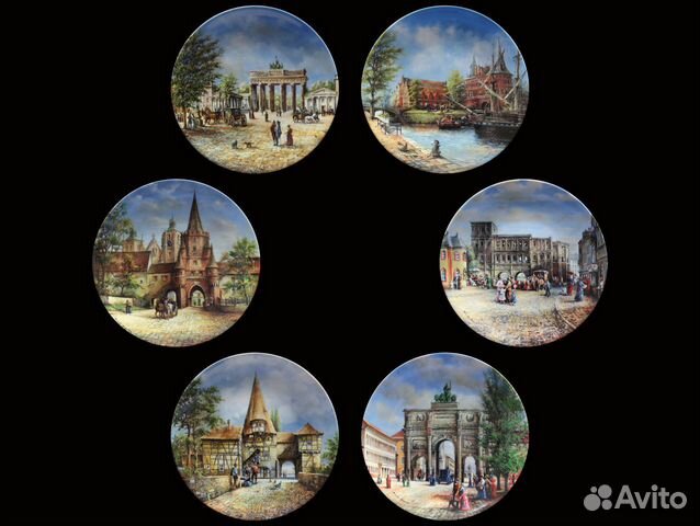 Винтаж Городские ворота декоративные тарелки супер