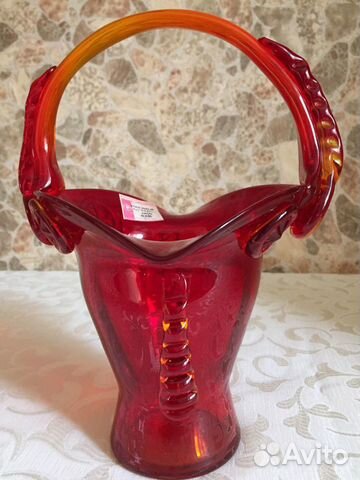 Ваза конфетница цветное стекло СССР