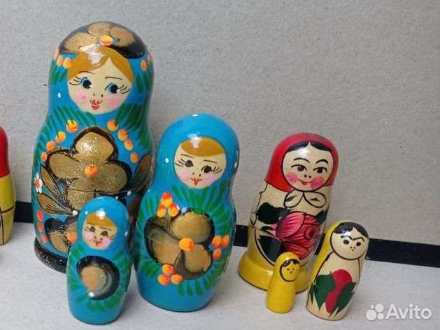 Русская Матрёшка сувенир новые синие красные