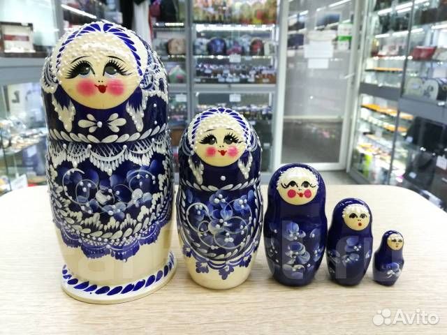 Матрешка Гжель люкс 5 кукольная 17-18 см