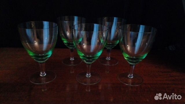 Бокалы хрусталь на ножке зеленые СССР
