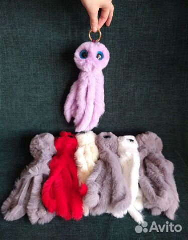 Брелок осьминог плюшевый