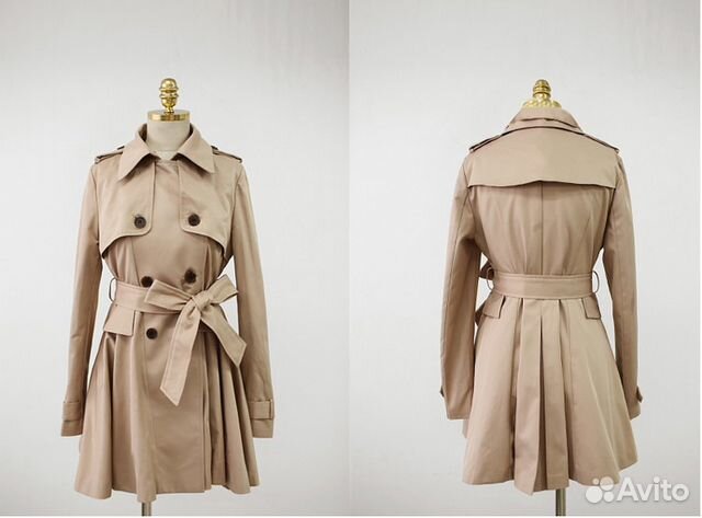 Женский бежевый плащ пальто тренч