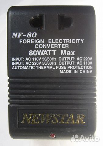 Трансформатор 220 v 110 v 100v 80w NF-80 Newstar