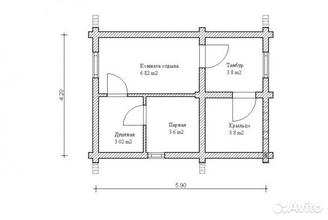 Чертеж сруба бани