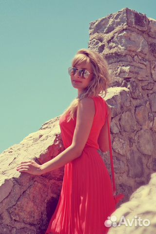 Платье кораллового цвета шифон