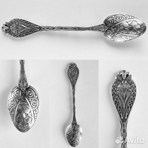 Чайная серебряная ложка. Цветочек