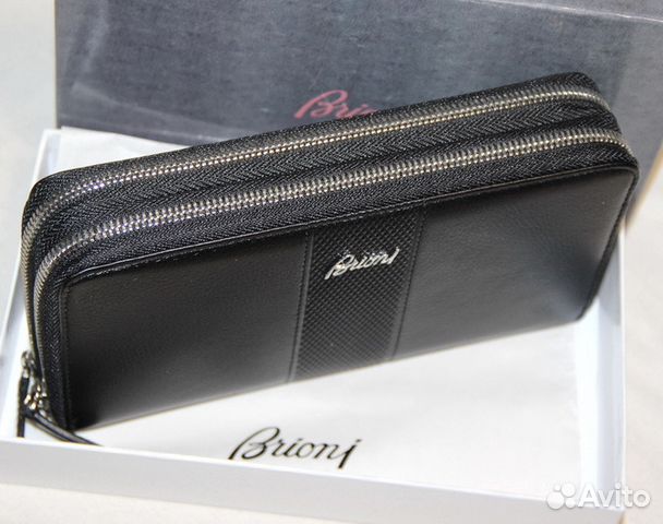 Мужской кожаный клатч портмоне Brioni 2 молнии new Мужской кожаный клатч портмоне Brioni 2 молнии new