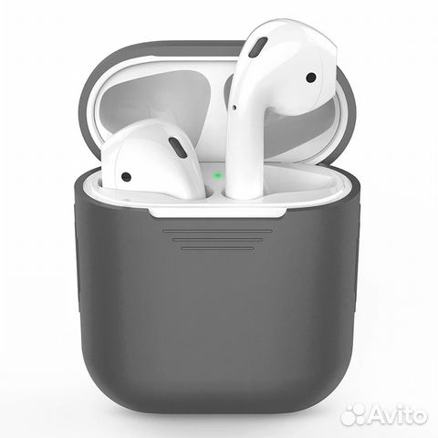 Серый силиконовый чехол для наушников Apple. Защит