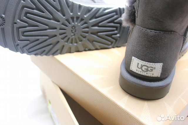 Угги UGG mini на пуговице Bailey Button Серый цвет