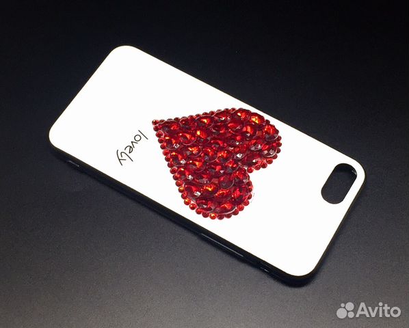 Чехол iPhone 7 8 Lovely Red Стразы Красное Сердце