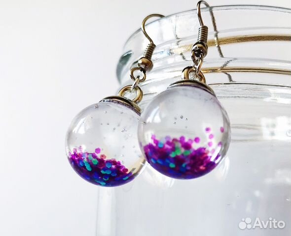 Серьги сферы блёстки Серьги сферы блёстки