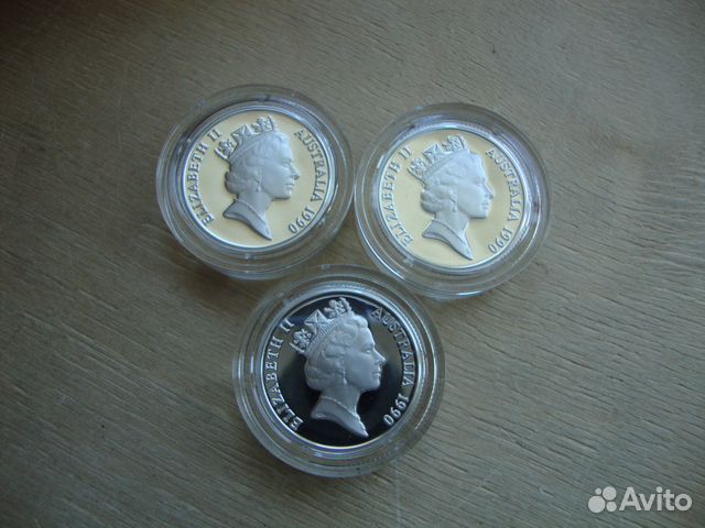 Австралия 4*1 доллар 1990 Кенгуру Год мира Плакета