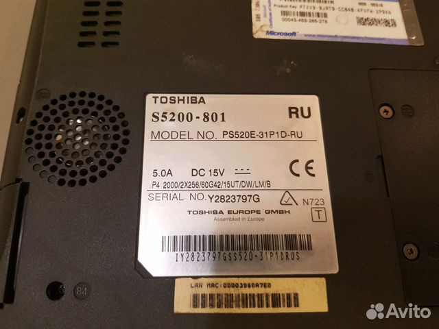 Ноутбук toshiba Satellite 5200-801 Pent 4M2.0/512
