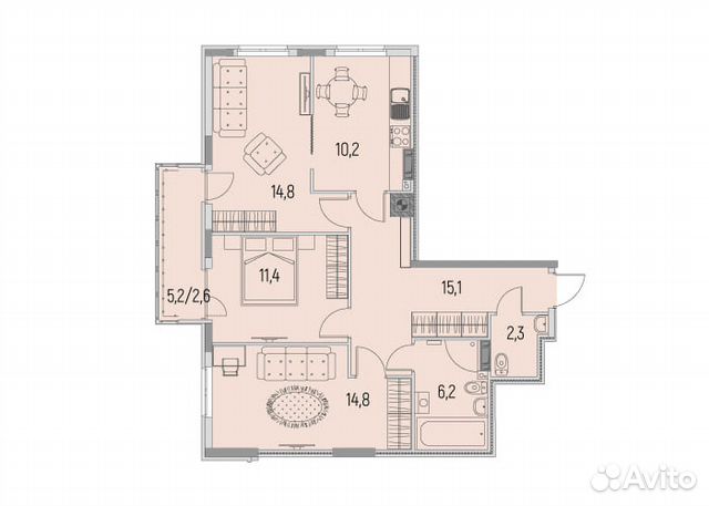 3-к квартира, 77.4 м², 5/6 эт. 3-к квартира, 77.4 м², 5/6 эт.