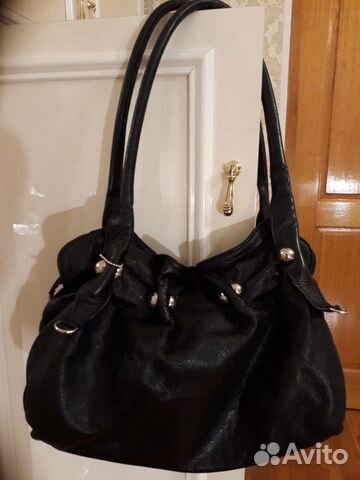 Сумка кожаная чёрная