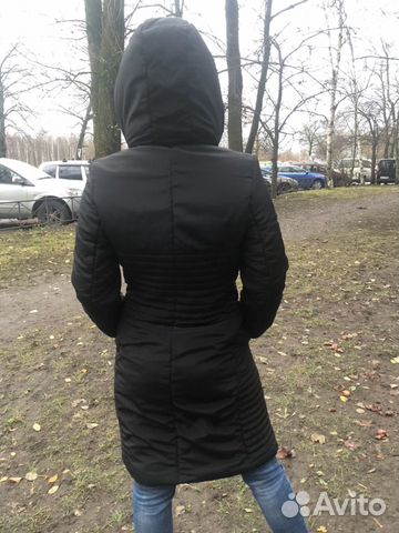Пальто женское на синтепоне чёрное б/у