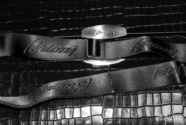 Мужской кожаный портфель Brioni croco mate black Мужской кожаный портфель Brioni croco mate black
