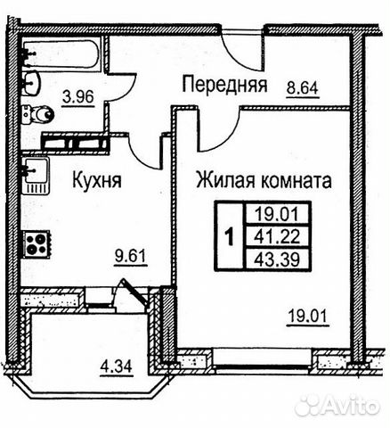 1-к квартира, 43.4 м², 5/16 эт.