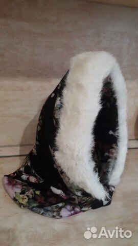 Капор с меховой опушкой кролик