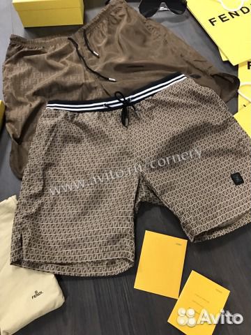 Шорты с сеткой Fendi Roma summer line FF Brown Шорты с сеткой Fendi Roma summer line FF Brown
