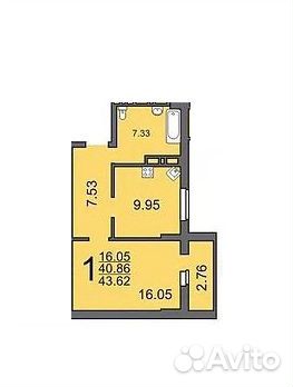 1-к квартира, 43.6 м², 6/24 эт. 1-к квартира, 43.6 м², 6/24 эт.