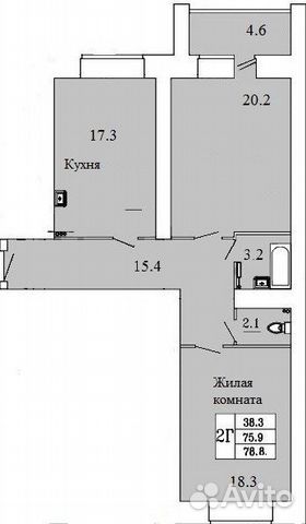 3-к квартира, 78.8 м², 7/16 эт.