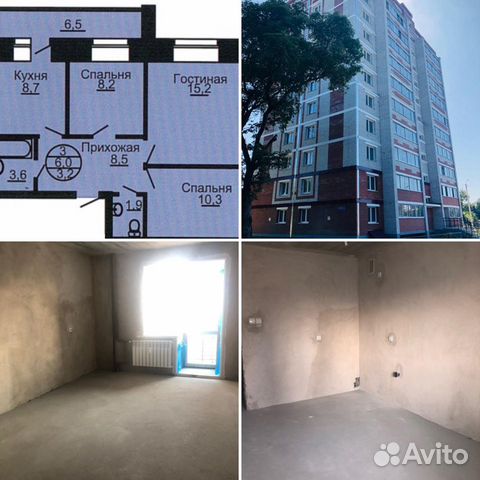3-к квартира, 60 м², 6/10 эт.