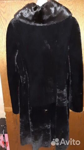 Шуба из мутона, отделка норка Шуба из мутона, отделка норка