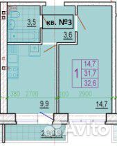 1-к квартира, 32.6 м², 1/3 эт.