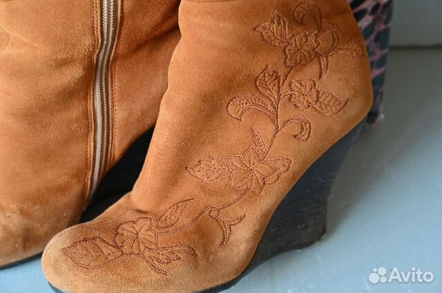 Сапоги зимние Mascotte рыжие замша мех