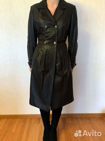 Кожаное пальто плащ (Франция),как новое,оригинал Кожаное пальто плащ (Франция),как новое,оригинал