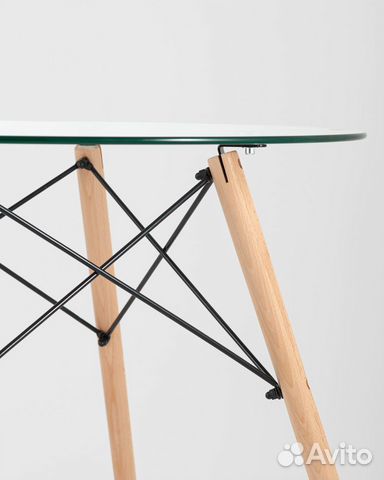 Обеденная группа стол eames D80 стеклянный, 2 стул Обеденная группа стол eames D80 стеклянный, 2 стул