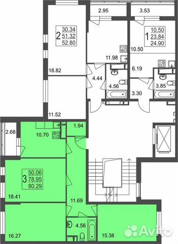 3-к квартира, 80.3 м², 7/8 эт.