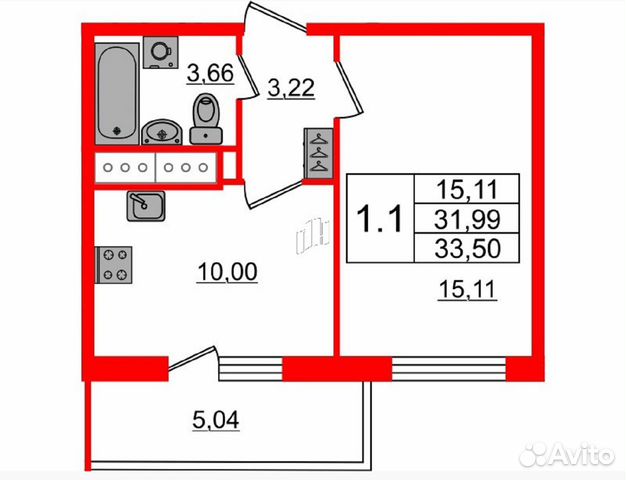 1-к квартира, 33.6 м², 17/25 эт.
