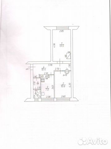 2-к квартира, 44.8 м², 1/2 эт.
