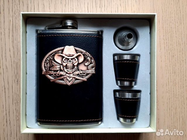 Новый Подарочный набор: фляжка,воронка, 2 рюмки