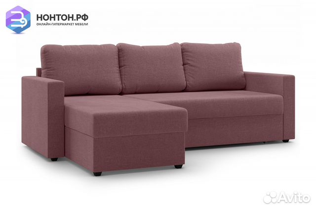 Диван угловой дельфин Торонто розовый