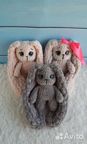 Плюшевый заяц вязаный амигуруми подарок
