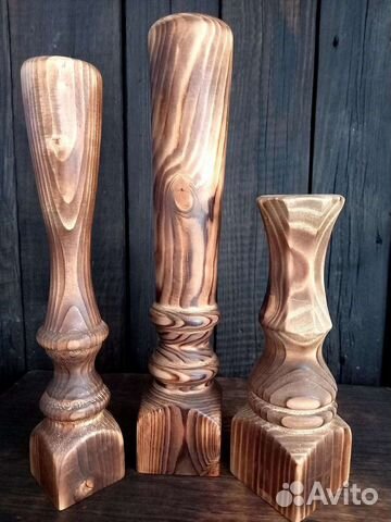 Подсвечники набор 3 шт. Массив сосны, ручная работ