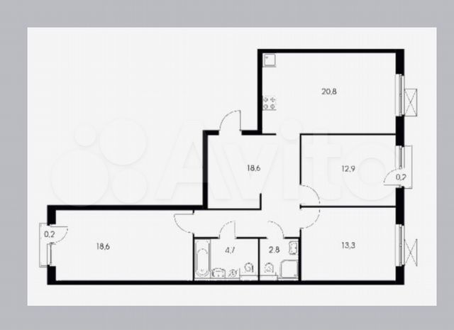 3-к. квартира, 91 м², 5/9 эт.