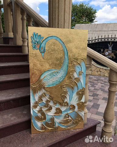 Картина Павлин в золоте