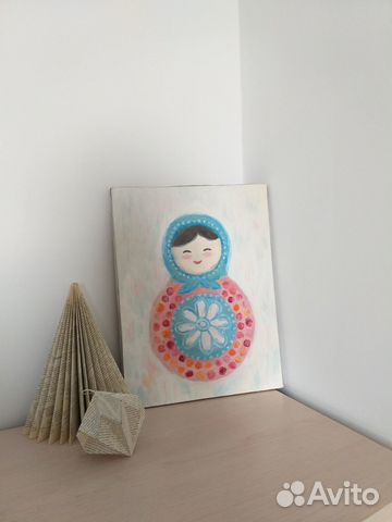 Картина маслом на холсте Матрёшка в детскую
