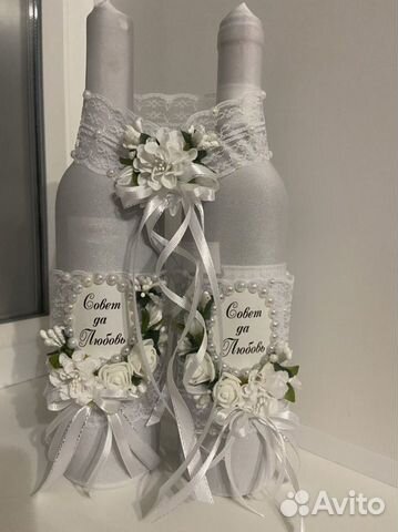 Украшения на свадебные бутылки