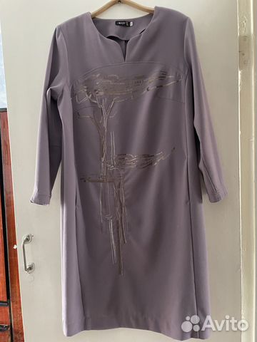 Платье р54 плотный трикотаж цвет лаванда