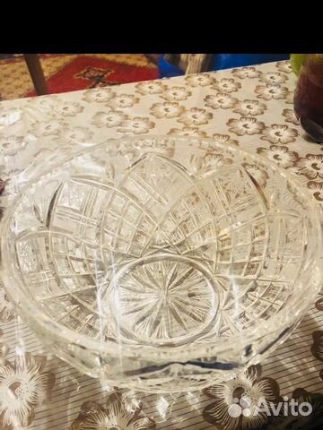 Хрустальная ваза салатница СССР винтаж