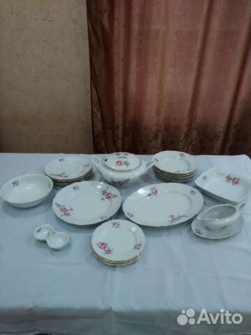 Антикварный сервиз столовый Чехословакия, Богемия