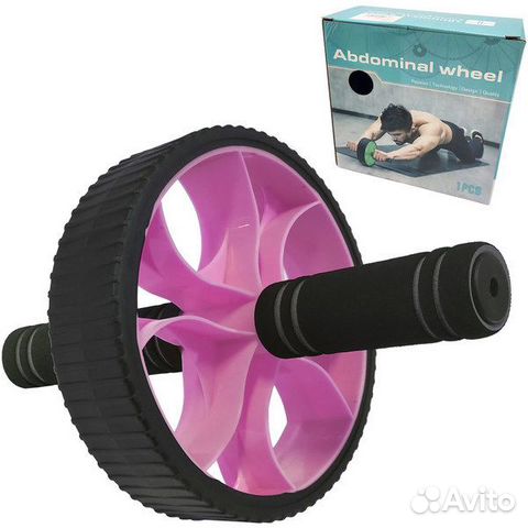 Ролик колесо для пресса гимнастический широкий роз