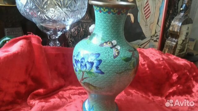 Ваза, Китай, перегородчатая эмаль, клуазоне, винта